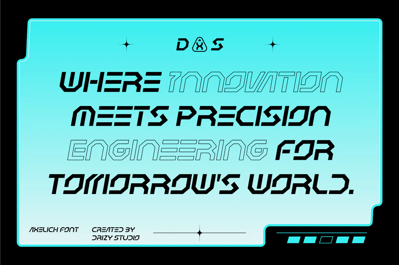 未来派科幻机甲风格的英文无衬线装饰字体 - Axelich 设计字体 第5张