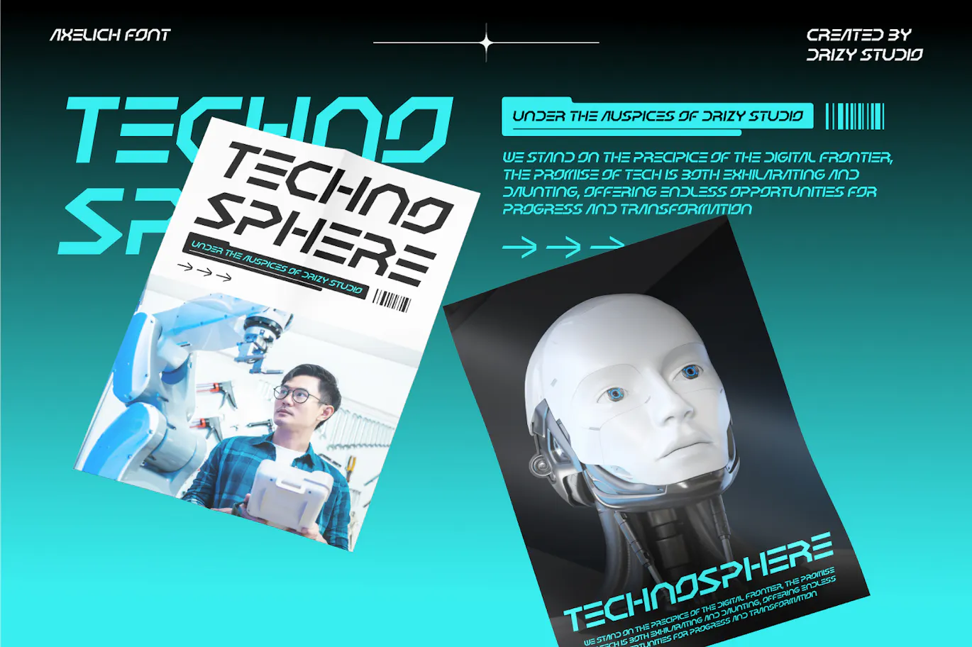 未来派科幻机甲风格的英文无衬线装饰字体 - Axelich 设计字体 第9张