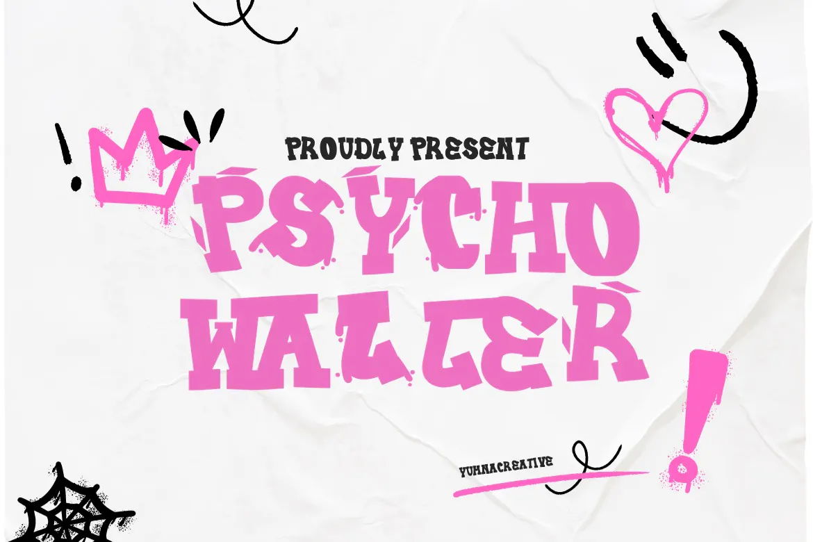 精致优雅的英文手写涂鸦字体 - Psycho Waller 设计字体 第1张