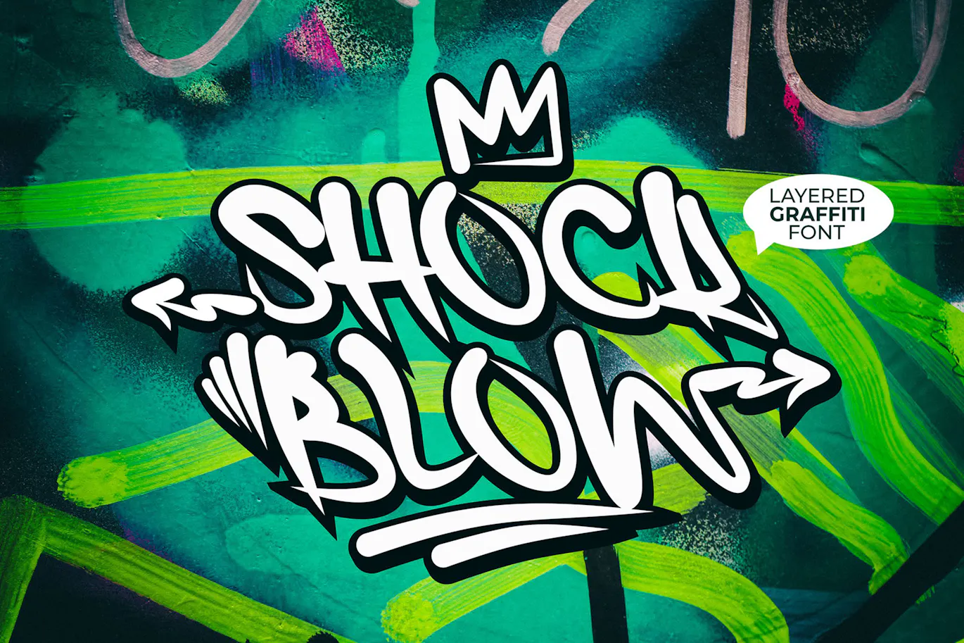 充满活力的英文街头涂鸦分层字体 - Shock Blow 设计字体 第1张